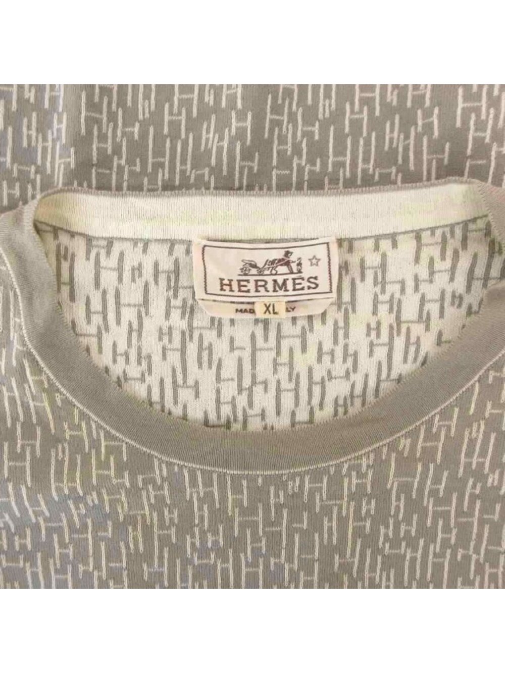 Hermes T-Shirt Stretch Knit Short Sleeve Star Mark Logo All Over - Picture 4 of 8